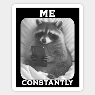 Doom-scrolling raccoon at night, Me. Constantly. Magnet
